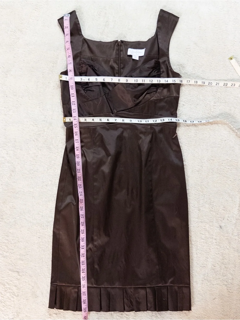 Vintage Y2K Jessica Simpson Brown Satin Cocktail Dress Size 10